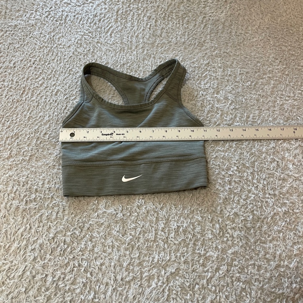 Nike Womens XS Heathered Olive Green Racerback Sports Bra Space Dye Swoosh - Picture 3 of 8